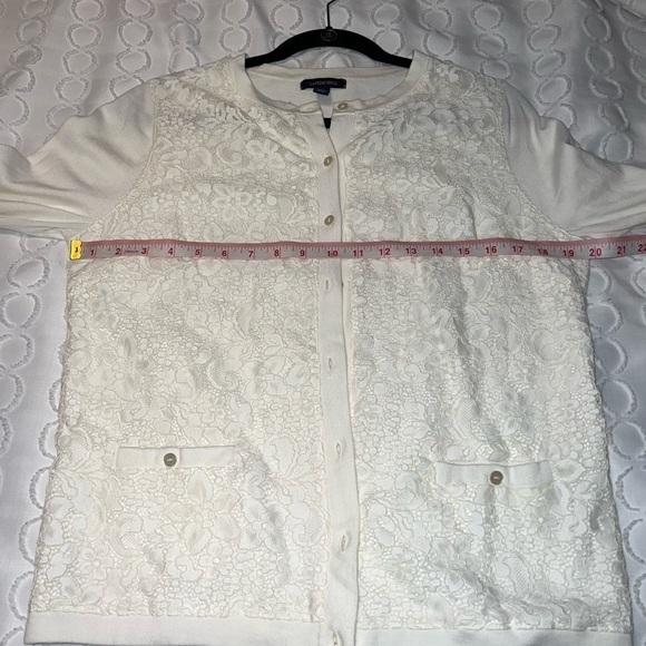 Women's Land End Lace overlay cardigan Medium - Picture 6 of 6